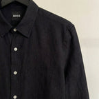 Hugo Boss 100% Linen Vintage Shirt, Black