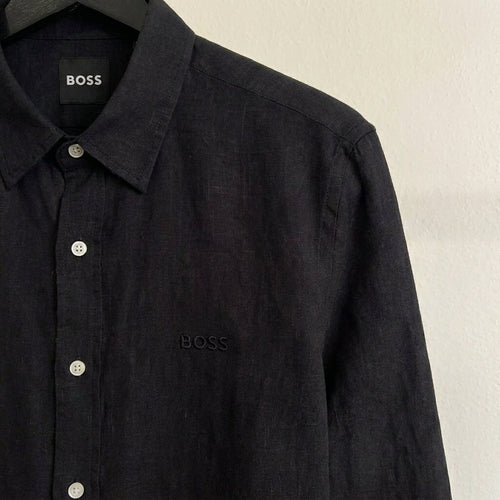 Hugo Boss 100% Linen Vintage Shirt, Black