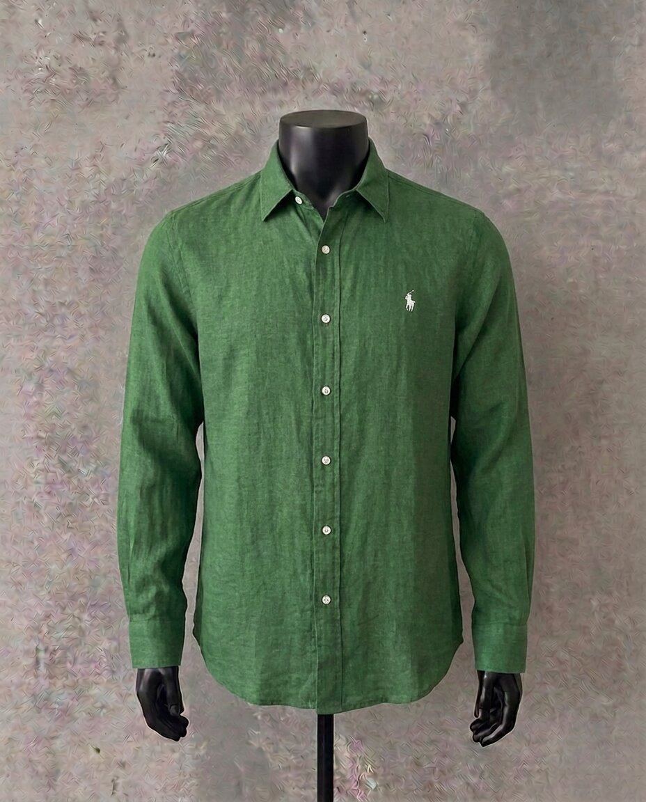 Ralph Lauren 100% French Linen Vintage Shirt, Green
