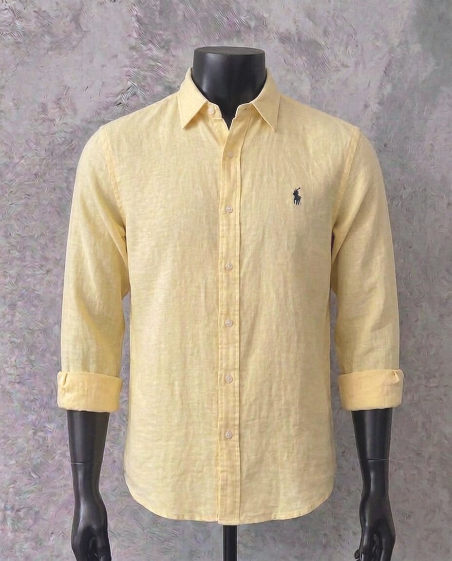 Ralph Lauren 100% French Linen Vintage Shirt, Yellow