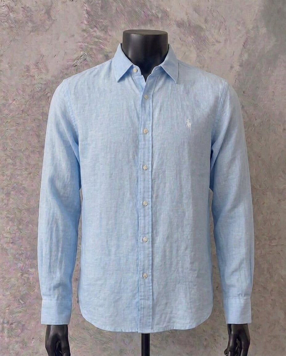Ralph Lauren 100% French Linen Vintage Shirt, Sky