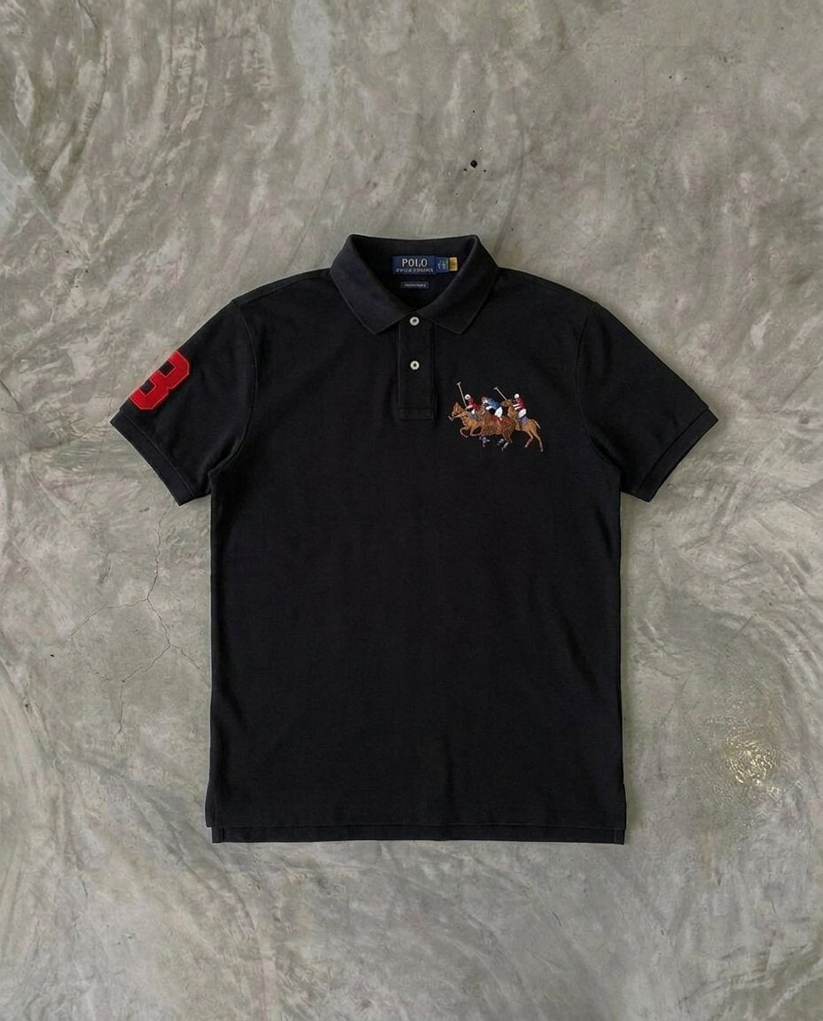 Ralph Lauren Triple Pony Pique Polo, Black