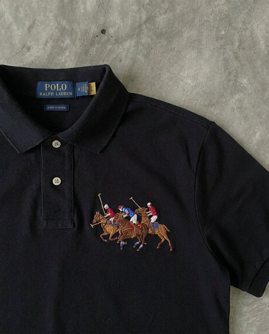 Ralph Lauren Triple Pony Pique Polo, Black