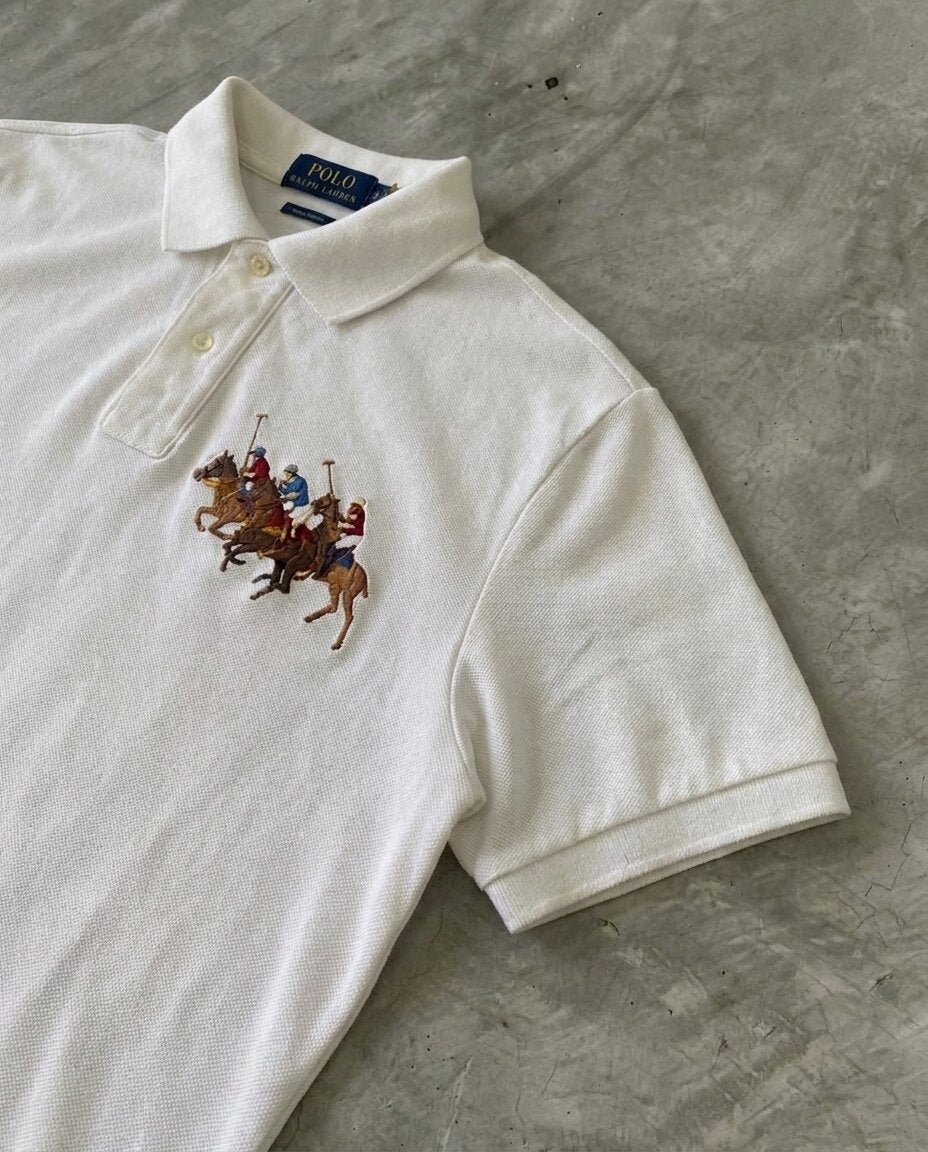 Ralph Lauren Triple Pony Pique Polo, White