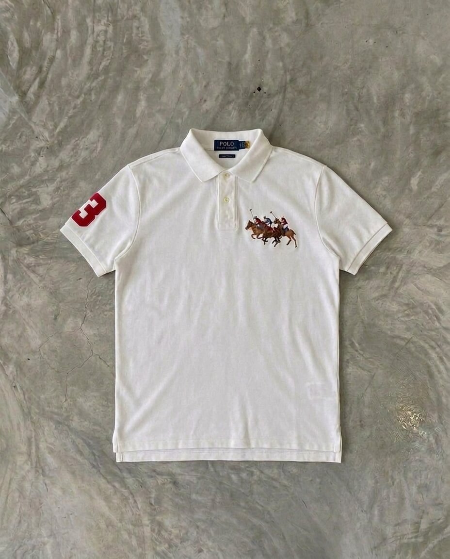 Ralph Lauren Triple Pony Pique Polo, White