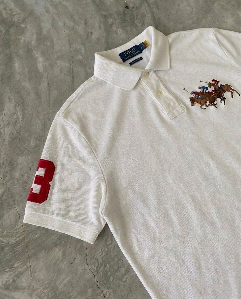 Ralph Lauren Triple Pony Pique Polo, White