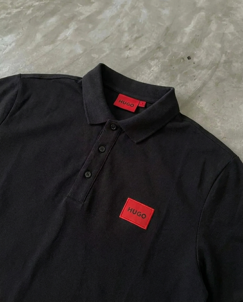 Hugo Boss Square Badge Logo Pique Polo, Black