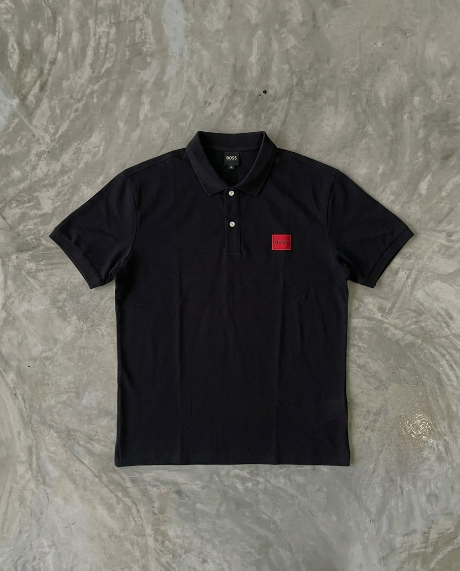 Hugo Boss Square Badge Logo Pique Polo, Black