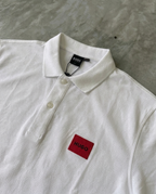 Hugo Boss Square Badge Logo Pique Polo, White