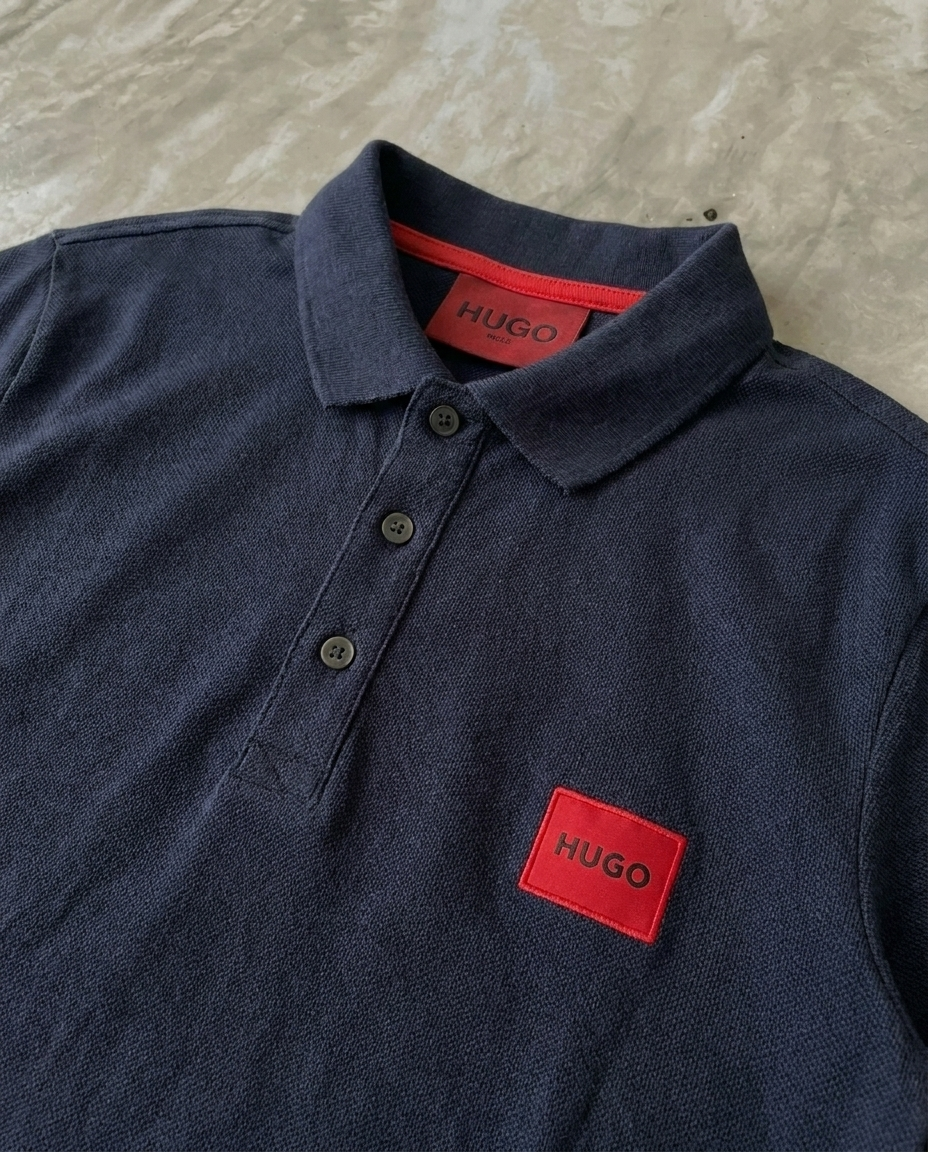 Hugo Boss Square Badge Logo Pique Polo, Navy