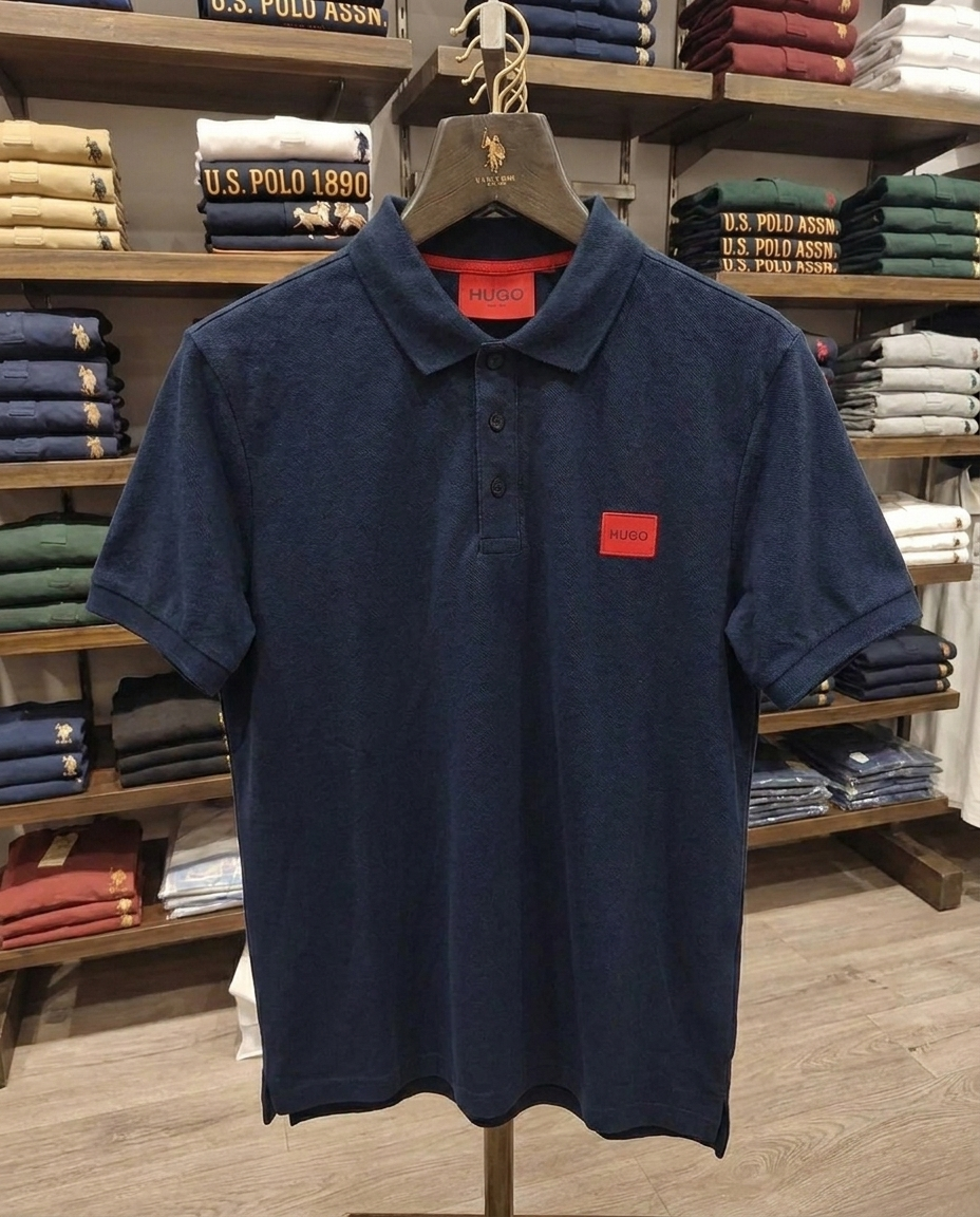 Hugo Boss Square Badge Logo Pique Polo, Navy