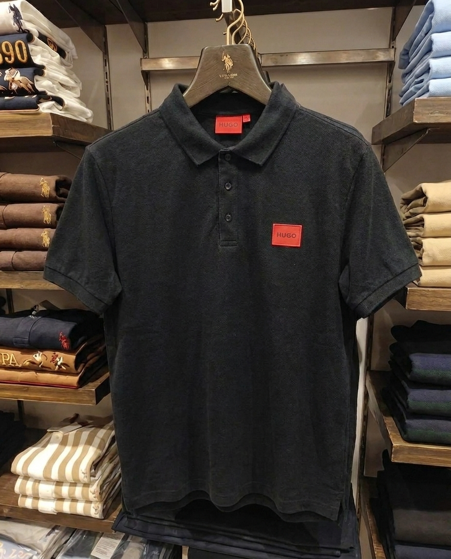 Hugo Boss Square Badge Logo Pique Polo, Black