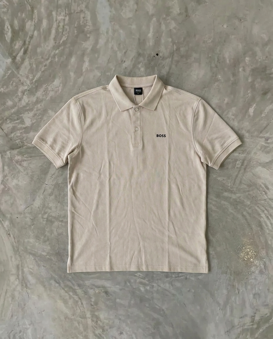 Hugo Boss Rubber Patch Logo Pique Polo, Beige