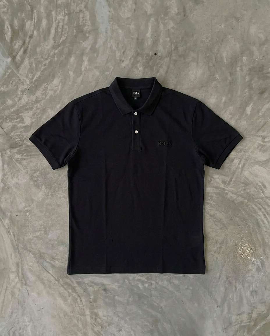 Hugo Boss Rubber Patch Logo Pique Polo, Black