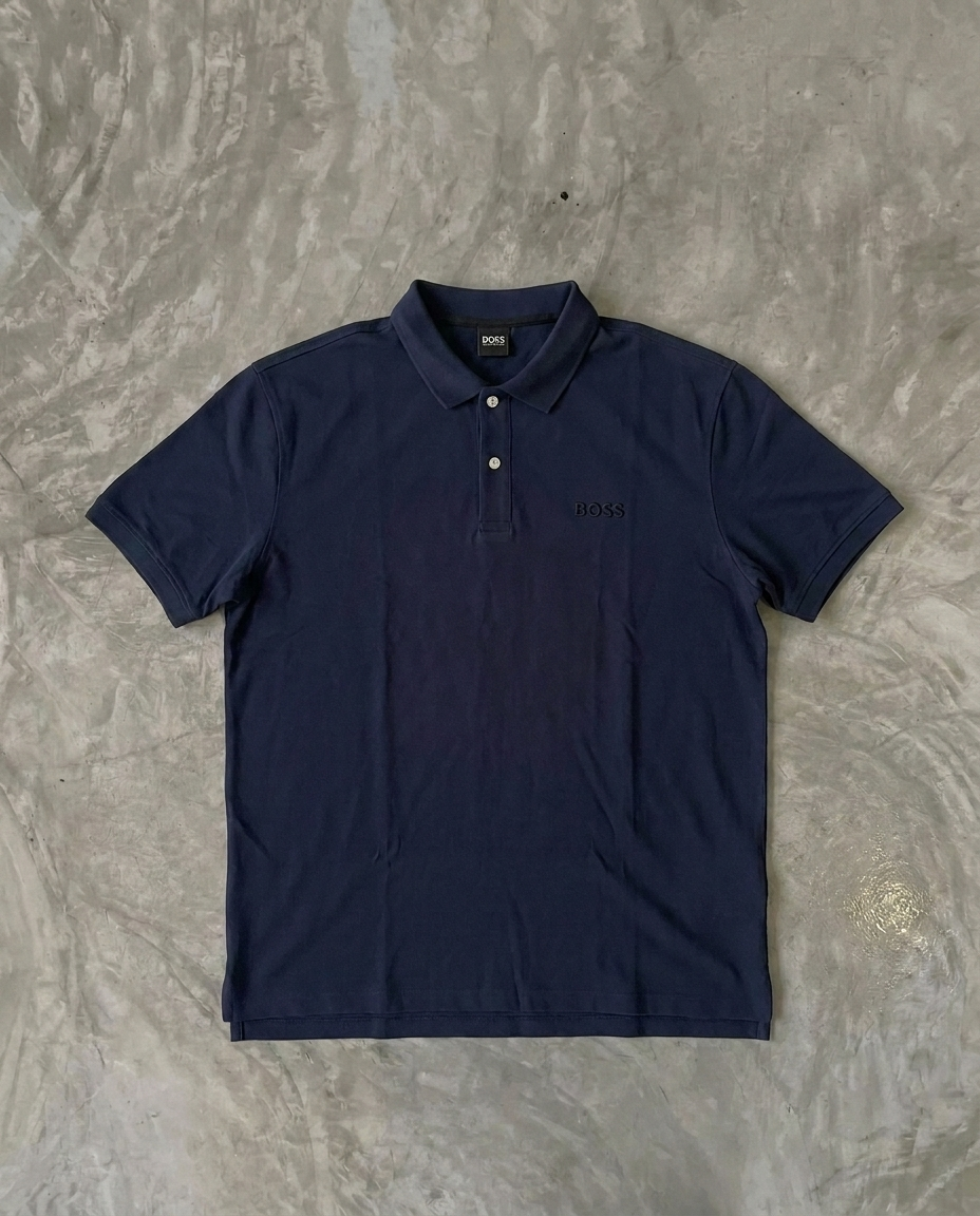 Hugo Boss Rubber Patch Logo Pique Polo, Navy