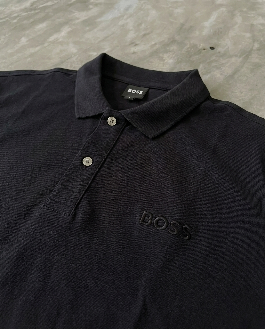 Hugo Boss Rubber Patch Logo Pique Polo, Black