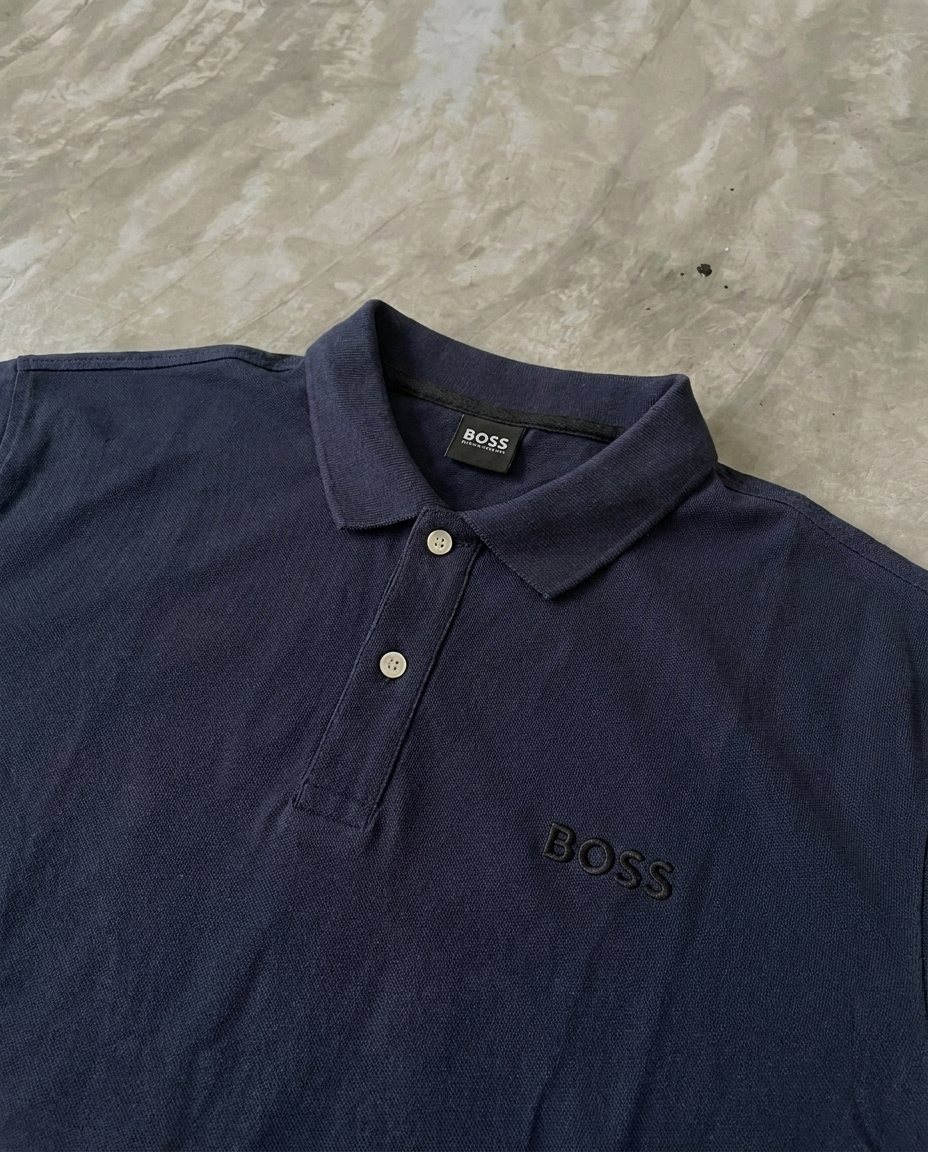 Hugo Boss Rubber Patch Logo Pique Polo, Navy