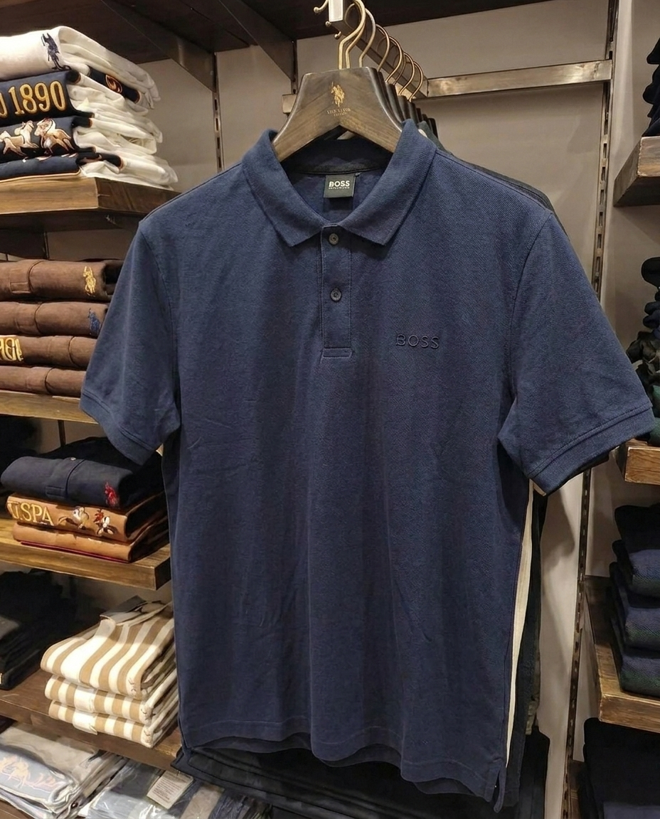 Hugo Boss Rubber Patch Logo Pique Polo, Navy