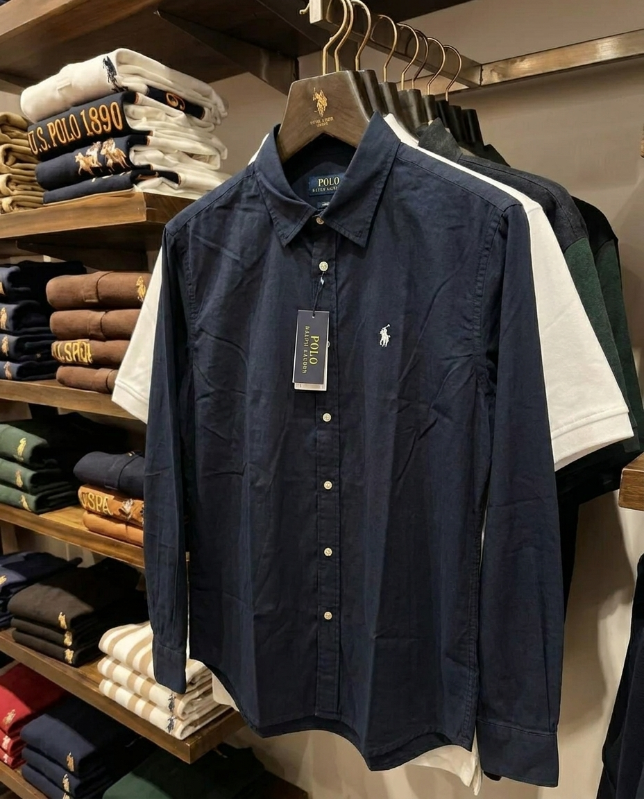 Ralph Lauren Stretch Cotton Formal Shirt, Navy