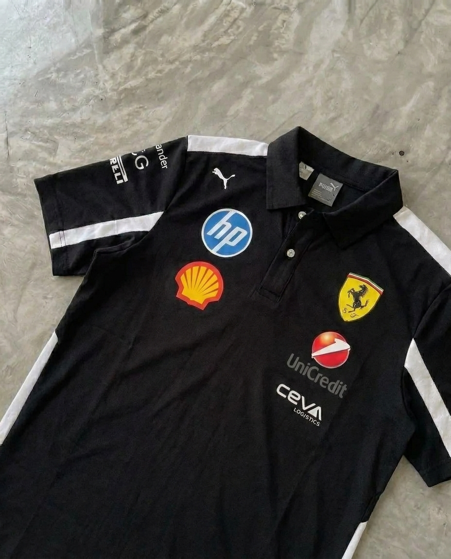 Ferrari Pique Blend Sports Polo, Black