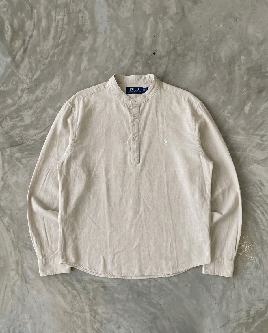 Ralph Lauren Linen/Remi Half Button Shirt, Beige