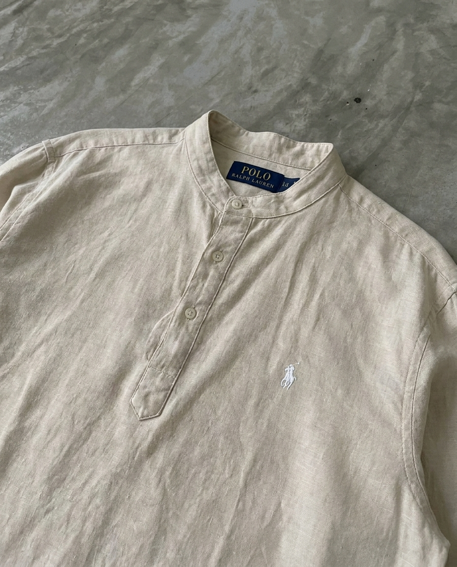 Ralph Lauren Linen/Remi Half Button Shirt, Beige