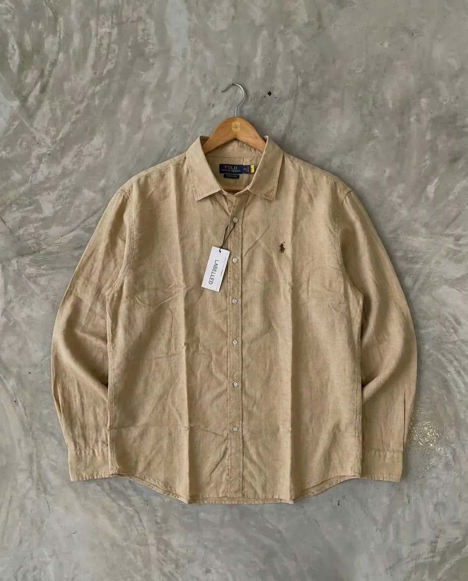 Ralph Lauren 100% French Linen Vintage Shirt, Beige
