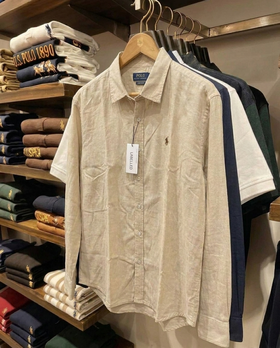 Ralph Lauren 100% French Linen Vintage Shirt, Beige