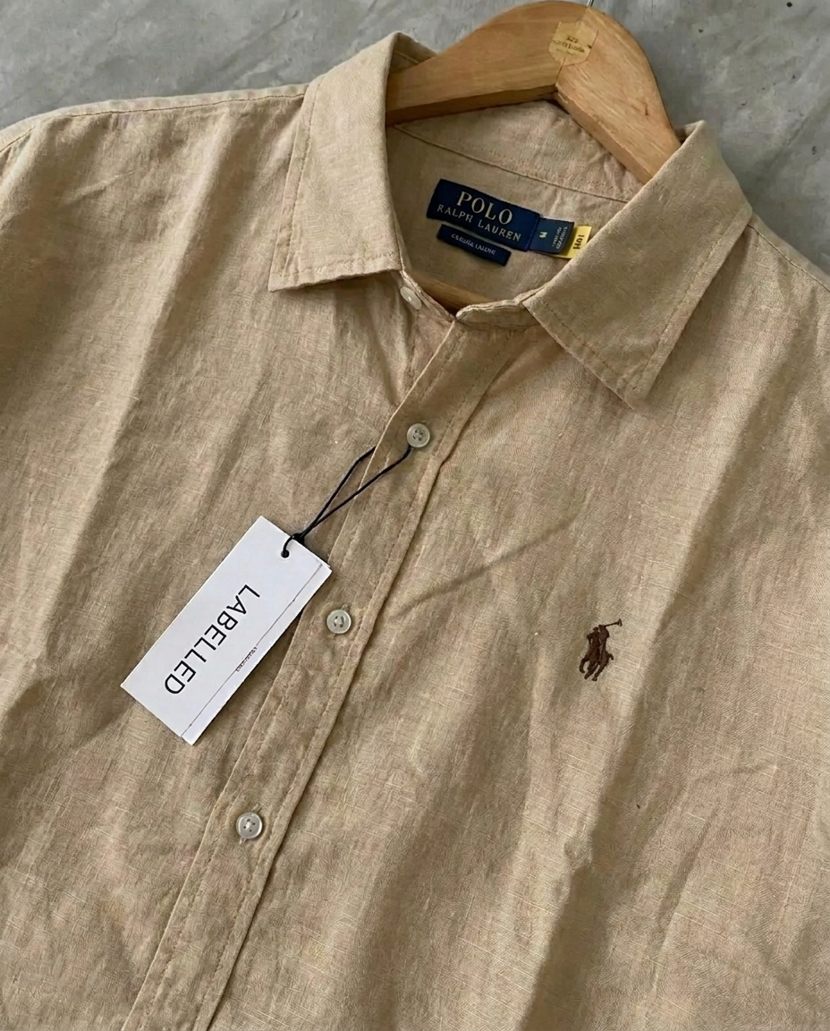 Ralph Lauren 100% French Linen Vintage Shirt, Beige