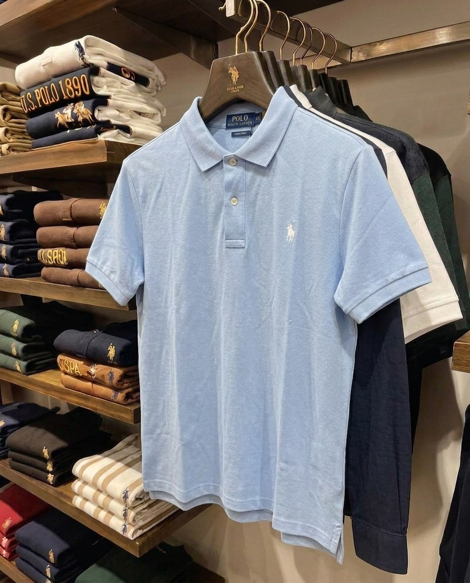 Ralph Lauren Classic Pique Polo, Sky Blue