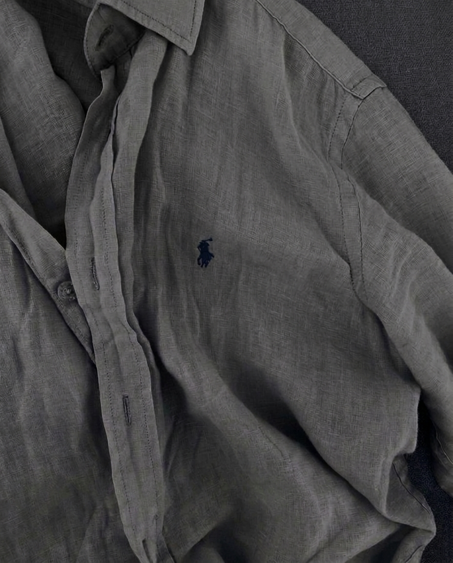 Ralph Lauren 100% French Linen Vintage Shirt, Ash Gray