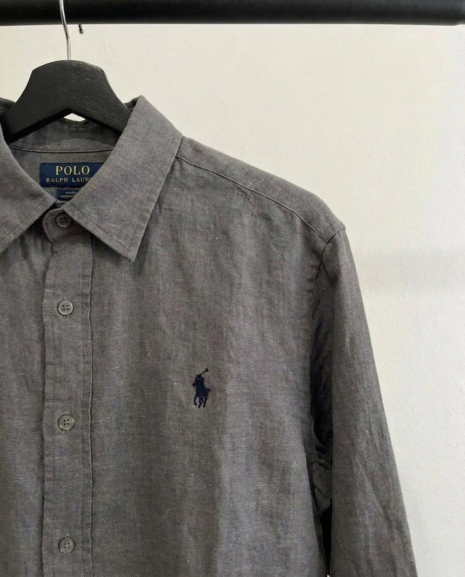 Ralph Lauren 100% French Linen Vintage Shirt, Ash Gray