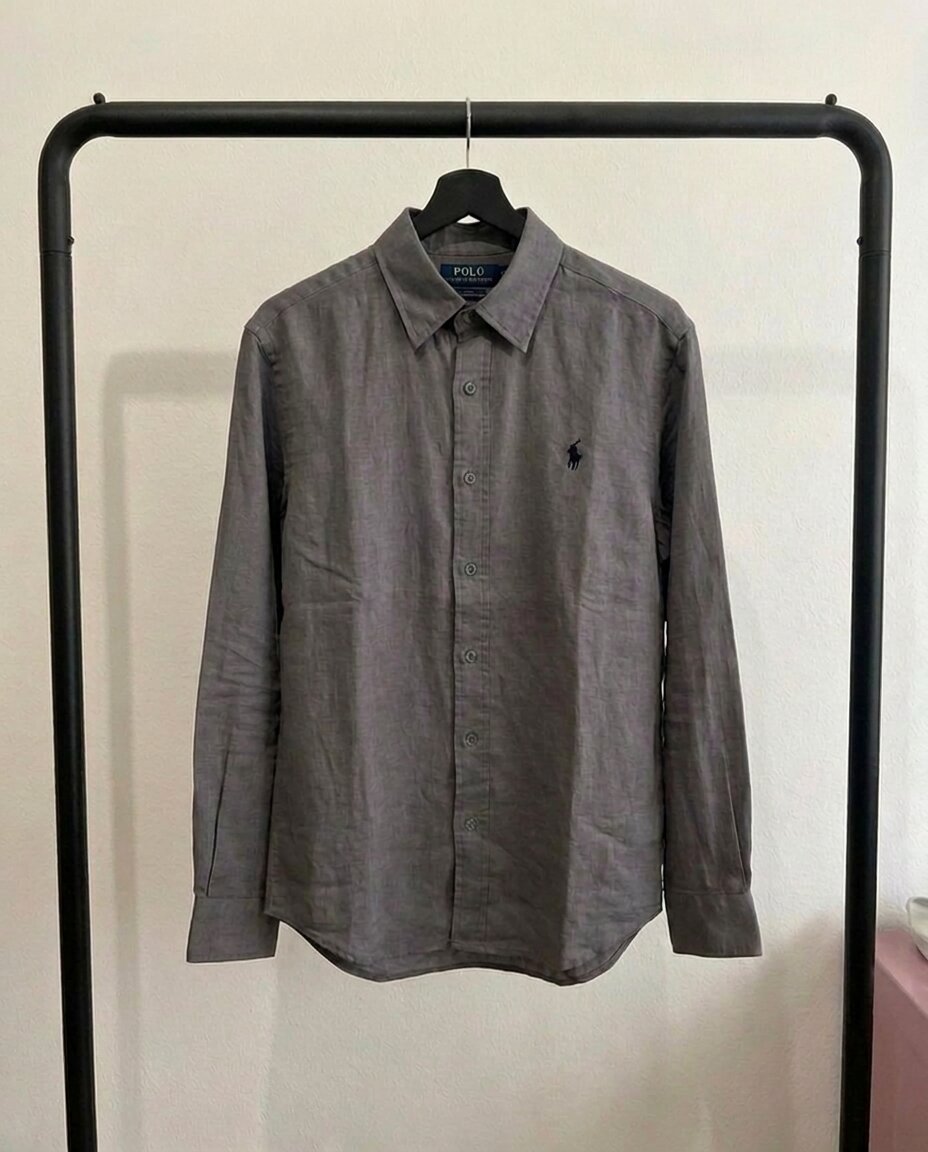 Ralph Lauren 100% French Linen Vintage Shirt, Ash Gray